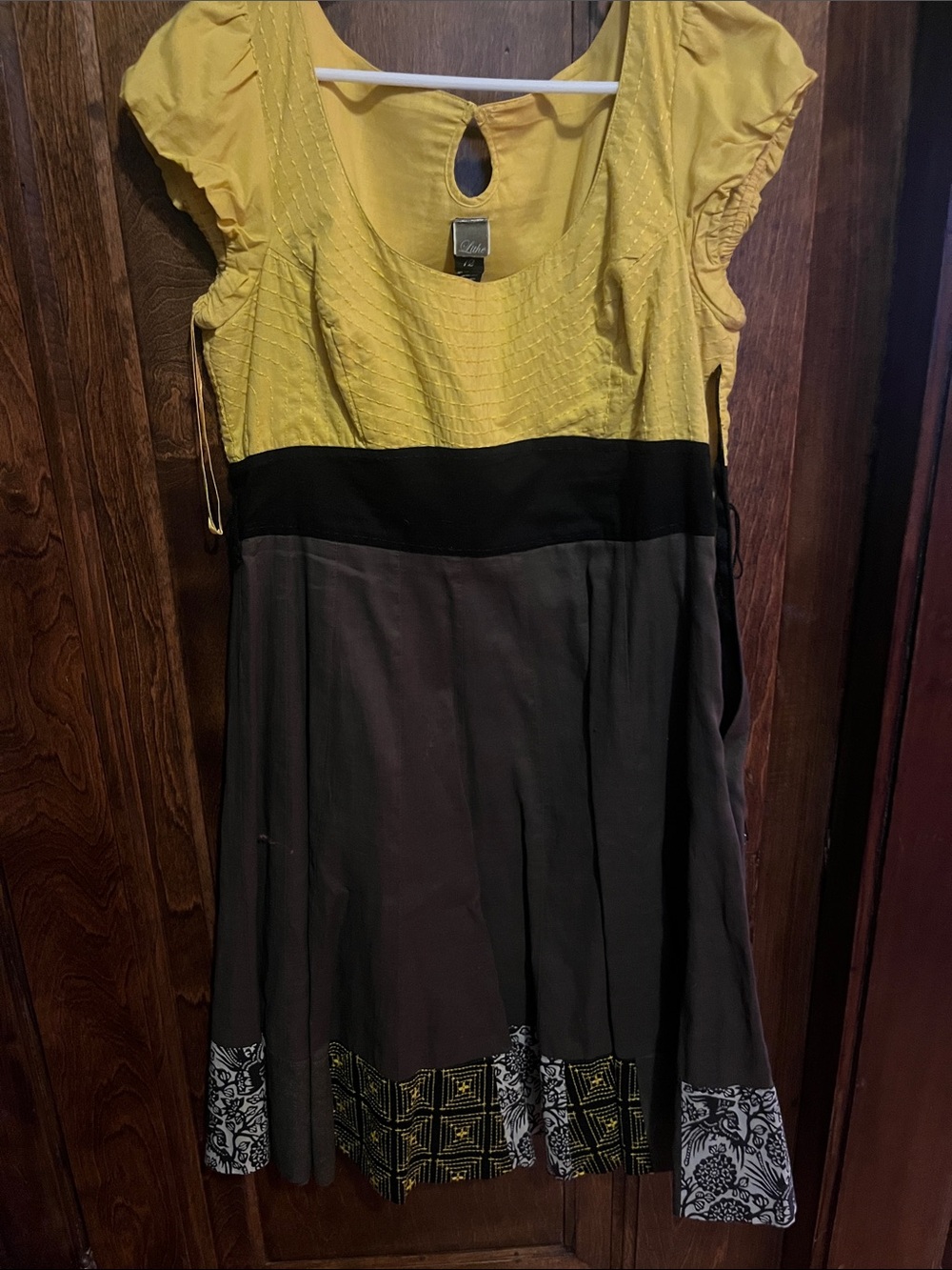 Yellow and Gray Colorblock Women's Dress